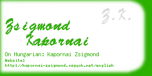 zsigmond kapornai business card